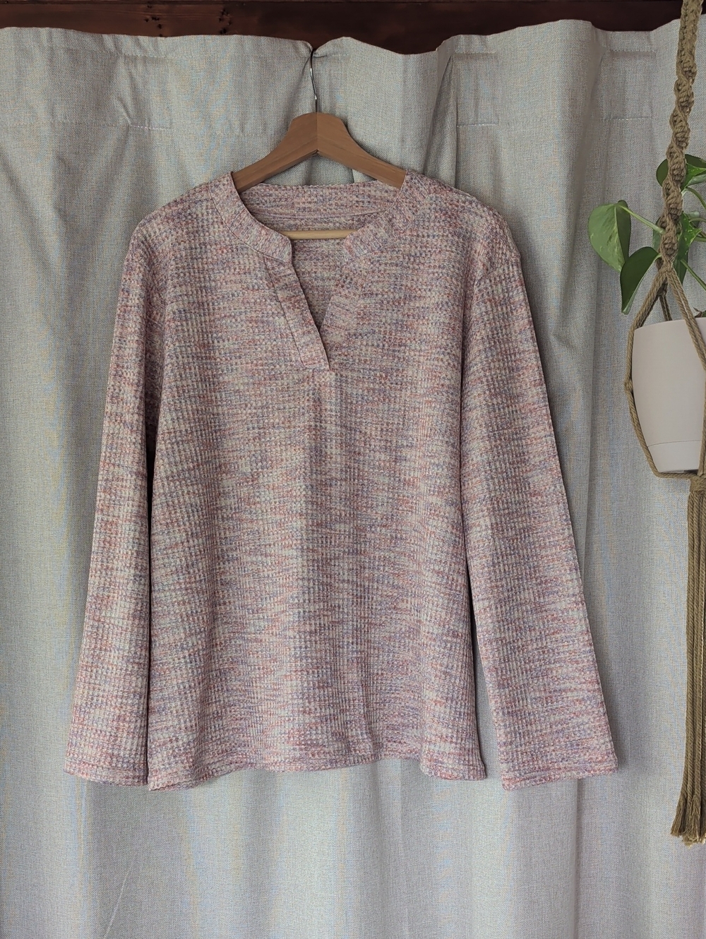 Women's Multicolor Knit Notch-Neck Top